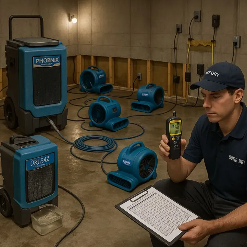 Structural Drying and Dehumidification process in Crestwood Village, NJ
